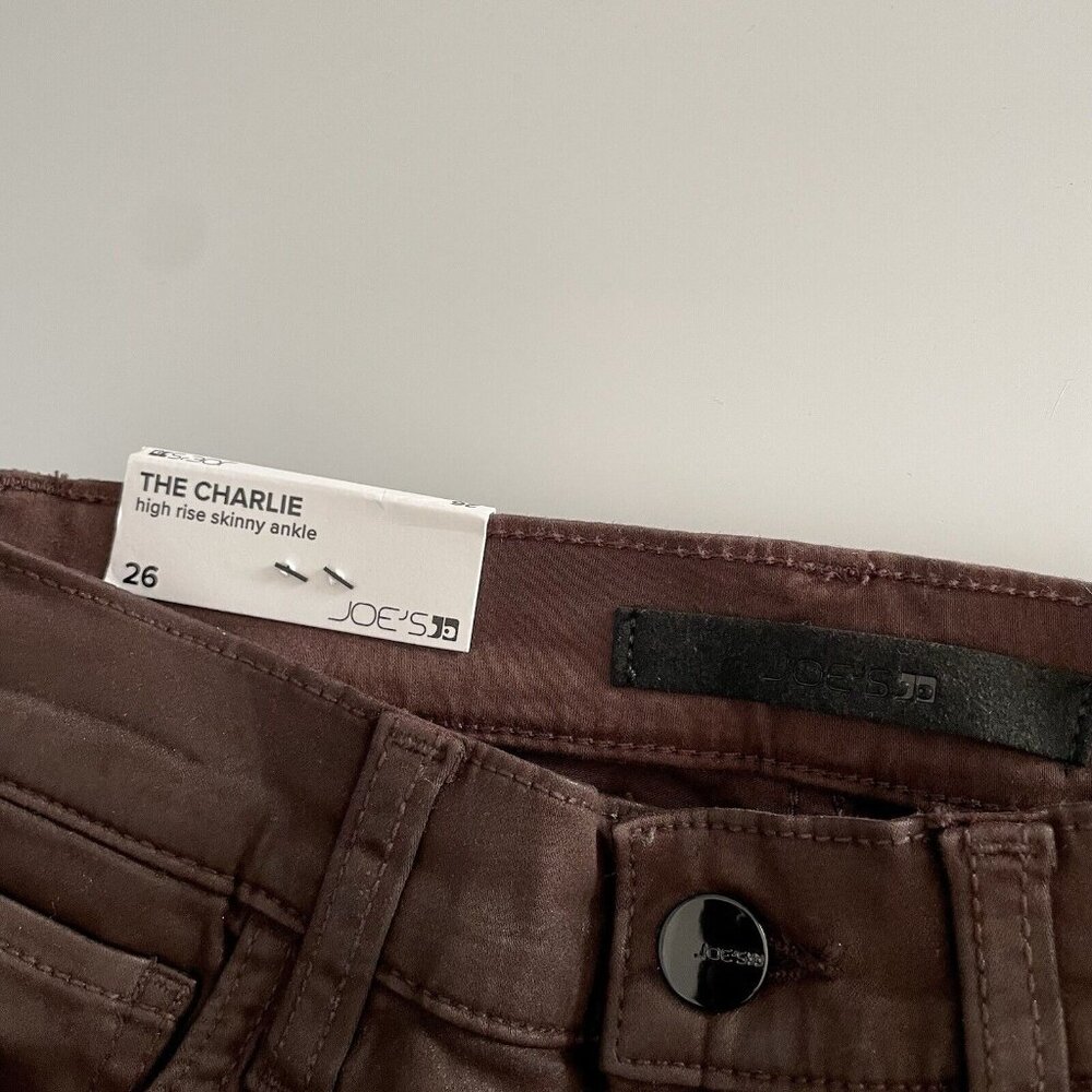 JOE'S JEANS Charlie High Rise Skinny Ankle Coated Jeans Size 26 Dark Brown - Picture 11 of 12